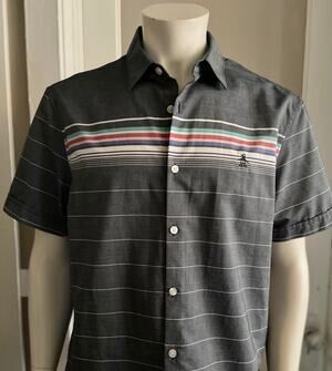 PENGUIN Gray w/Multicolored Stripes Button Down Shirt sz L